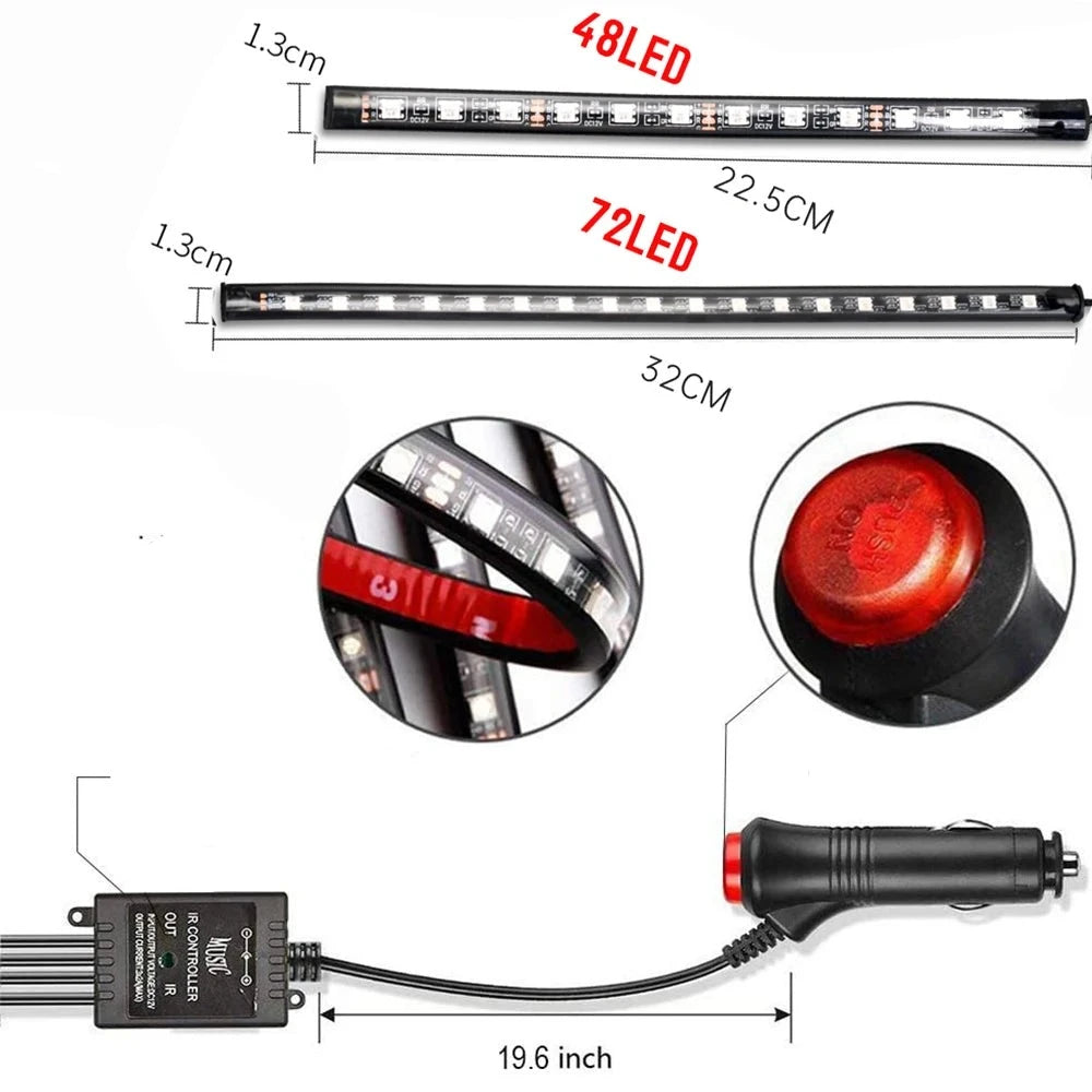 Neon AutoLuz Ambiente: Kit LED com Controlo Remoto App e Música shopjponline.com