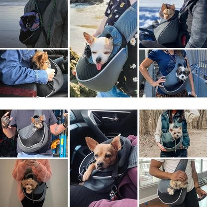 Mochila de Passeio para Cães Pequenos - Transporte de Estimação Confortável em Oxford, Alça de Ombro Única em Malha shopjponline.com