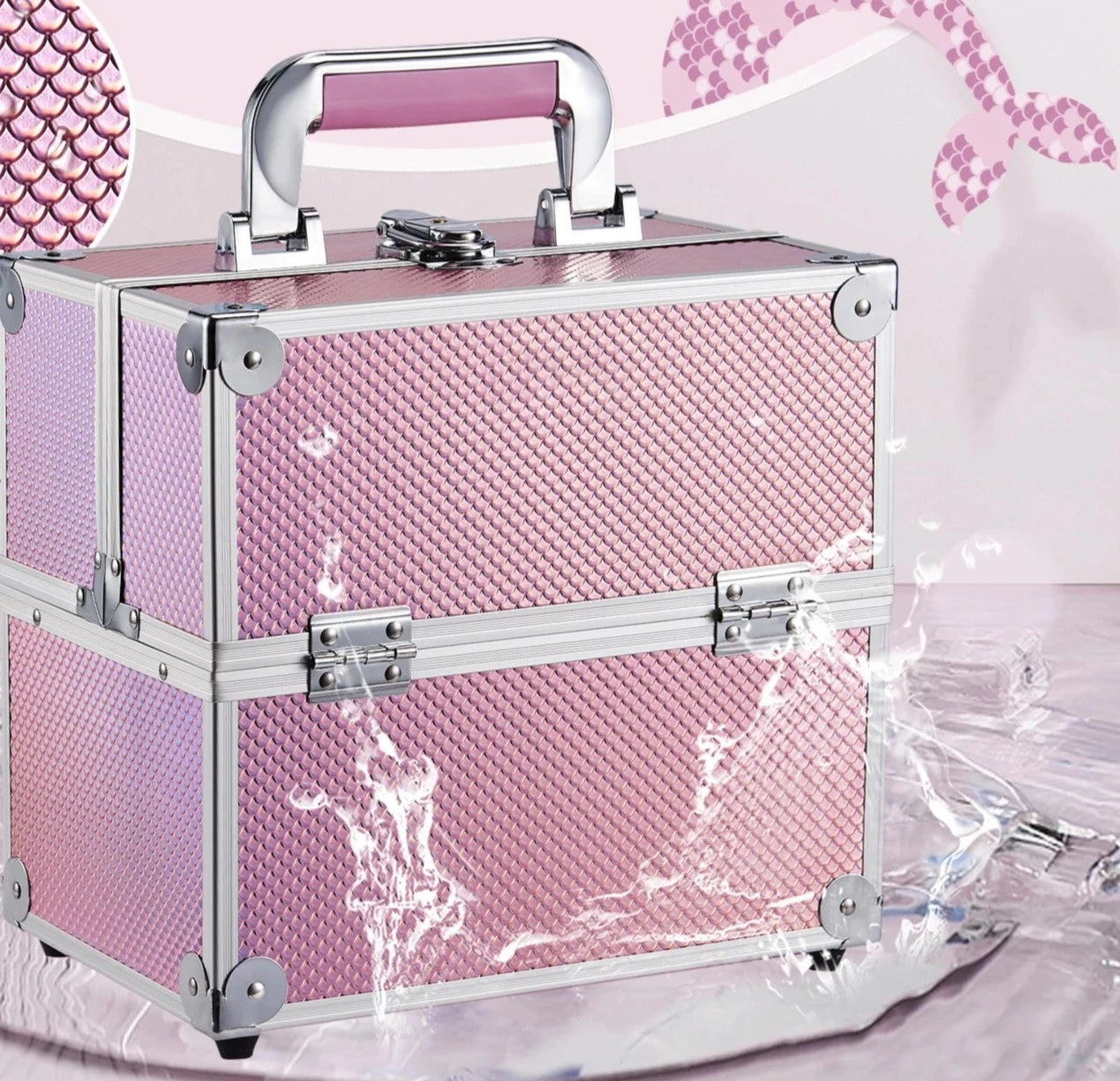 Makeup Case Portable Travel Alloy Cosmetics Make Up Storage Organizer Box Jewelry Nail Manicure Beauty Vanity Suitcase for Women shopjponline.com