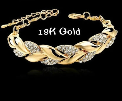 Luxury Love Braided Leaf Bracelet Charm Crystal Wedding Bracelets for Women Anniversary Valentines Day Gifts Aesthetic Jewelry shopjponline.com