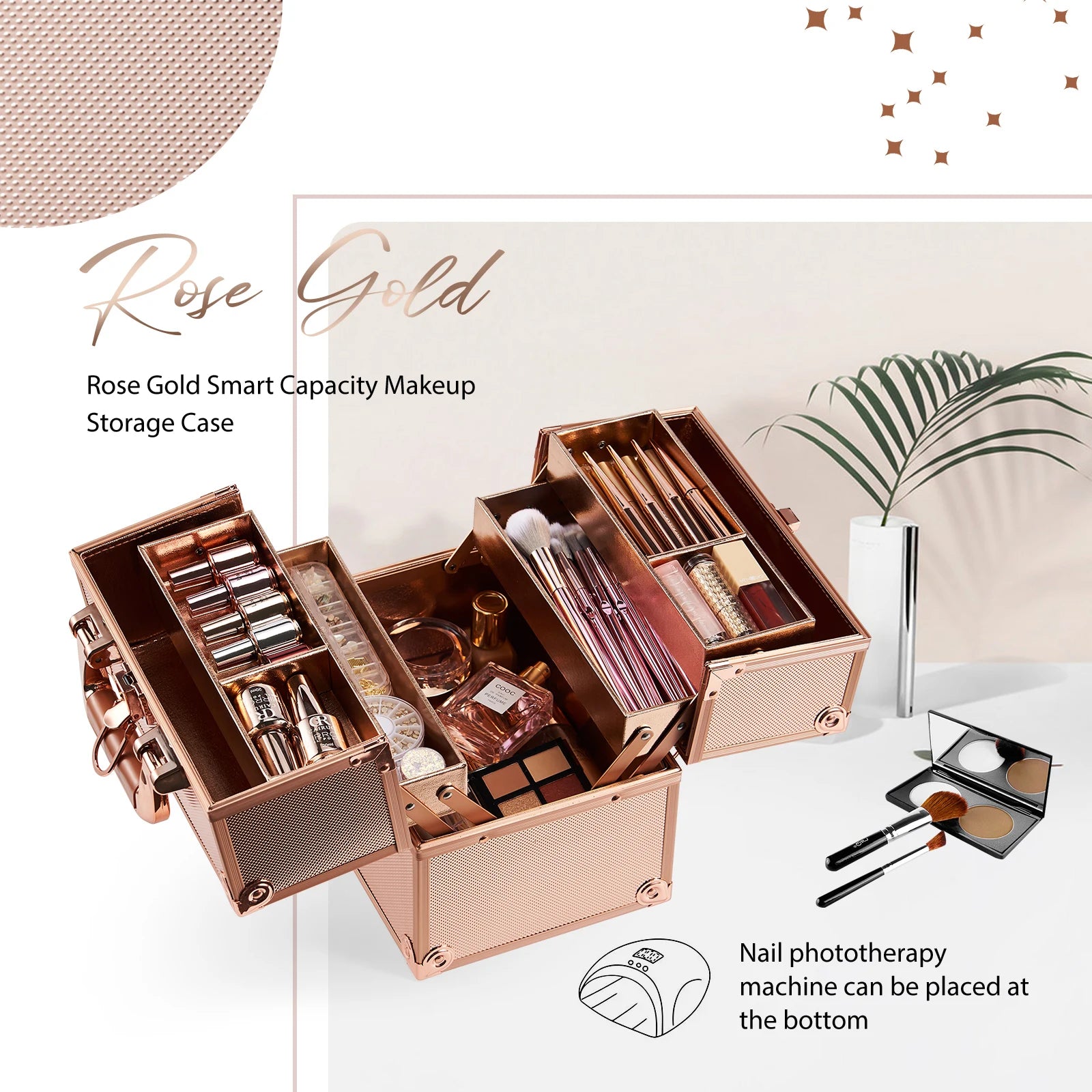 Makeup Case Portable Travel Alloy Cosmetics Make Up Storage Organizer Box Jewelry Nail Manicure Beauty Vanity Suitcase for Women shopjponline.com