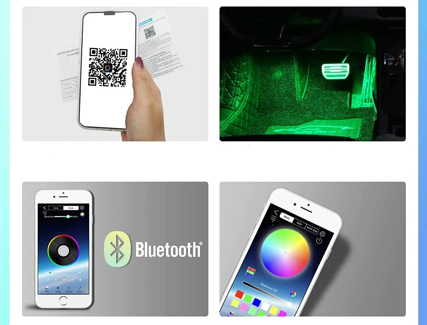 Neon AutoLuz Ambiente: Kit LED com Controlo Remoto App e Música shopjponline.com