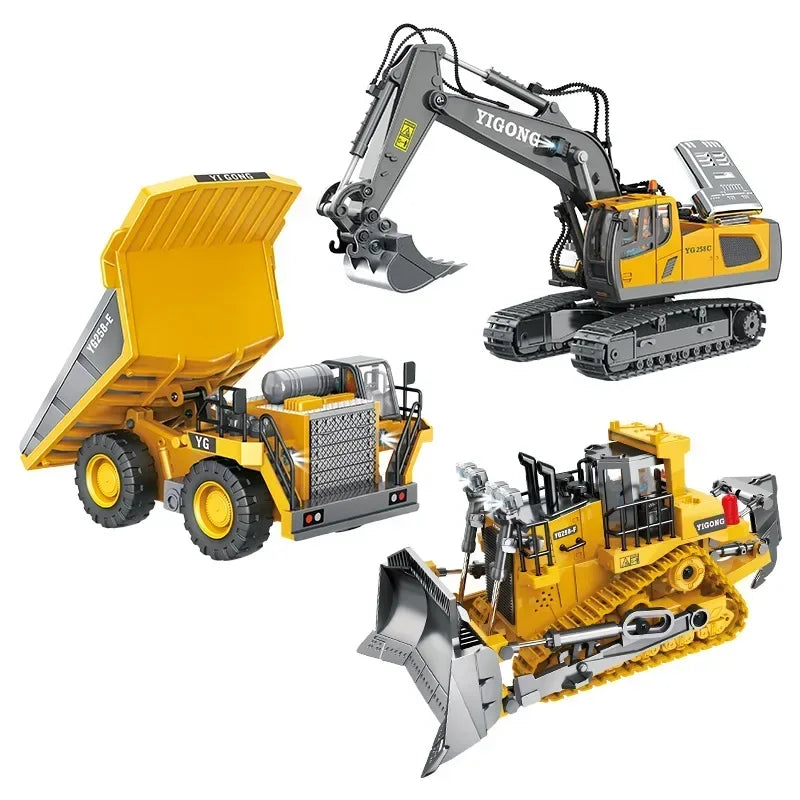 Combo de Carros de Controle Remoto para Meninos - Excavadora, Caminhão Basculante e Bulldozer!" shopjponline.com