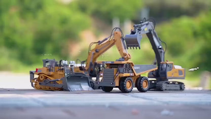 Combo de Carros de Controle Remoto para Meninos - Excavadora, Caminhão Basculante e Bulldozer!"